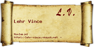 Lehr Vince névjegykártya